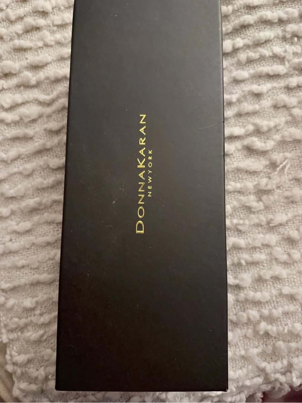 Donna Karan Black Pointed Slingback Flats with Gold Buckle Accent